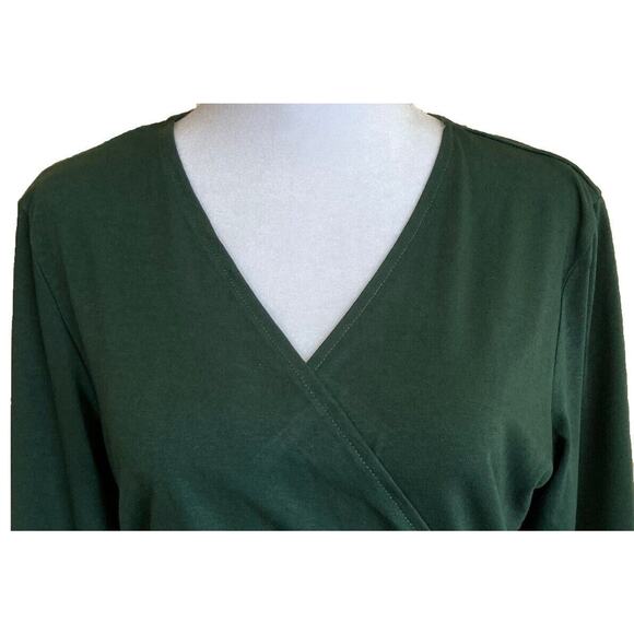 Berydress Women Dress Large 3/4 Sleeve Faux Wrap Dark Green Classic - Picture 3 of 9